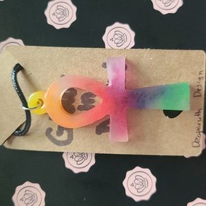 Rainbow anhk necklace